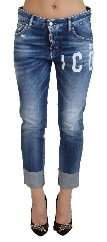 Dsquared² Blue Icon Düşük Bel Kısa Havalı Kız Kot Pantolonu